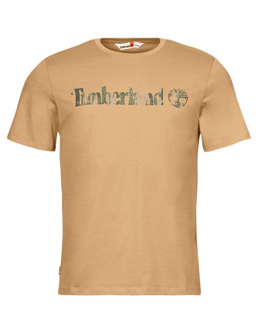 Timberland Natural T Shirt Camo Linear Logo Short Sleeve Tee for men