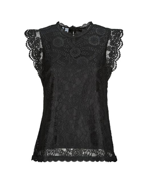 Pieces Black Blouse Pcolline Sl Lace Top