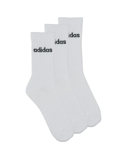 Adidas White Socks Linear Crew Cushioned Socks 3 Pairs