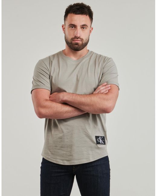Calvin Klein Gray T Shirt Badge Turn Up Sleeve for men
