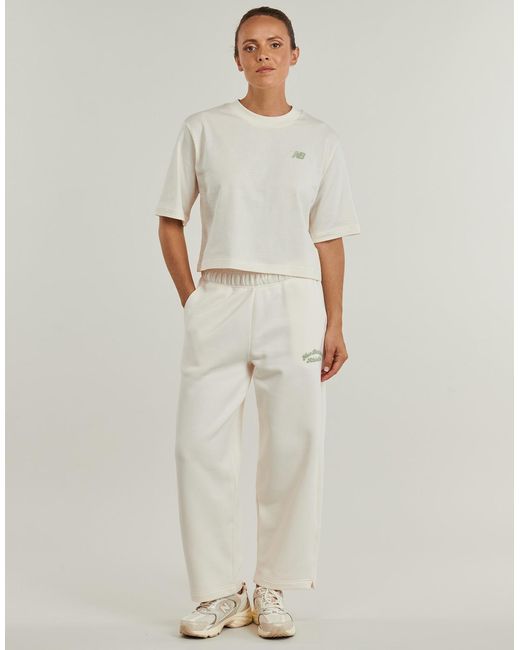 New Balance White T Shirt Linear Heritage Relaxed T-shirt