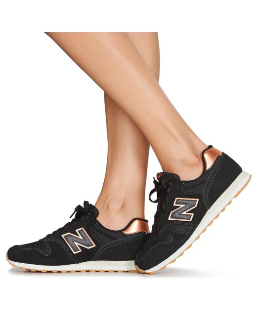 New Balance 373 Trainers In Black And Rose Gold