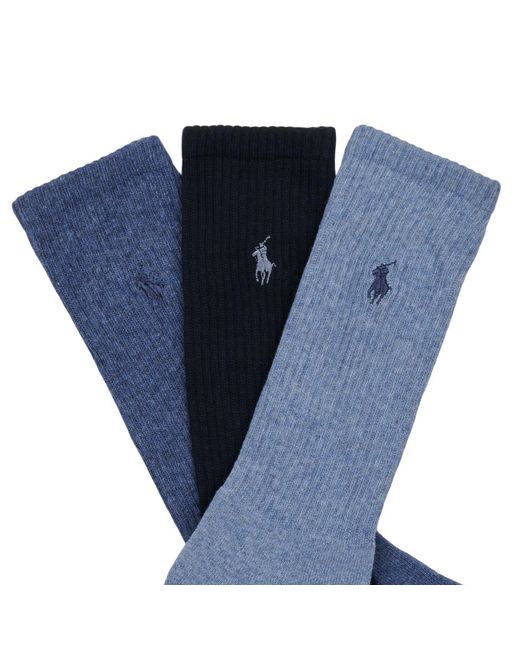 Polo Ralph Lauren Blue High Socks Crew W/pp Crew 3 Pack for men