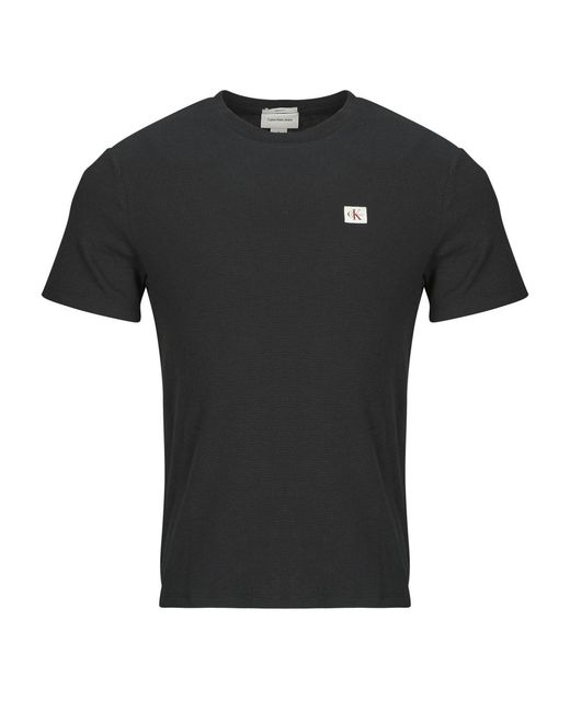 Calvin Klein Black T Shirt Ss Waffle Badge Crewnk Tee for men