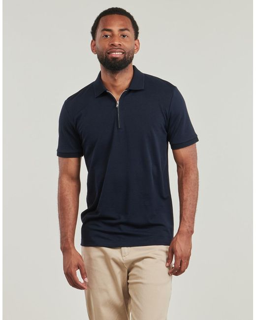SELECTED Blue Polo Shirt Slhfave Zip for men