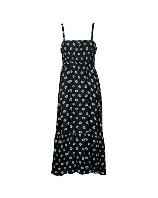 Roxy Black Long Dress Sunrise Coastline Printed
