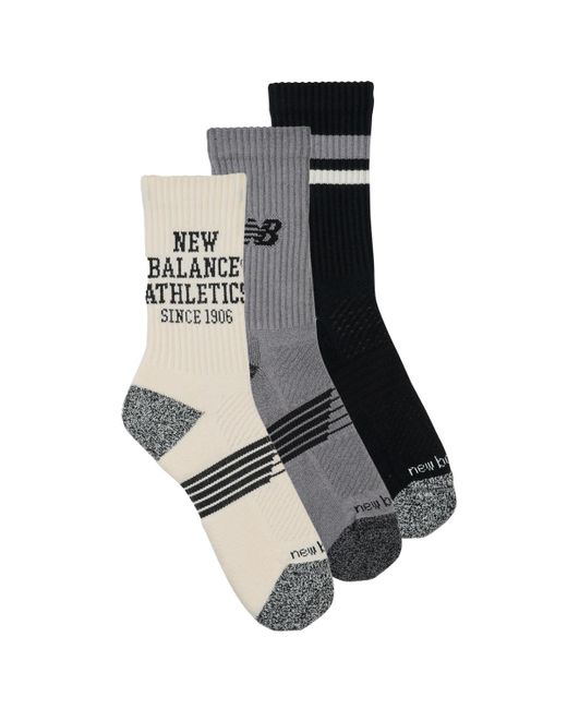 New Balance Gray Sports Socks Active Lifestyle Graphic Crew Socks 3 Packs