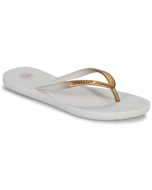 Superdry White Flip Flops / Sandals (shoes) Tong Metallisees Core
