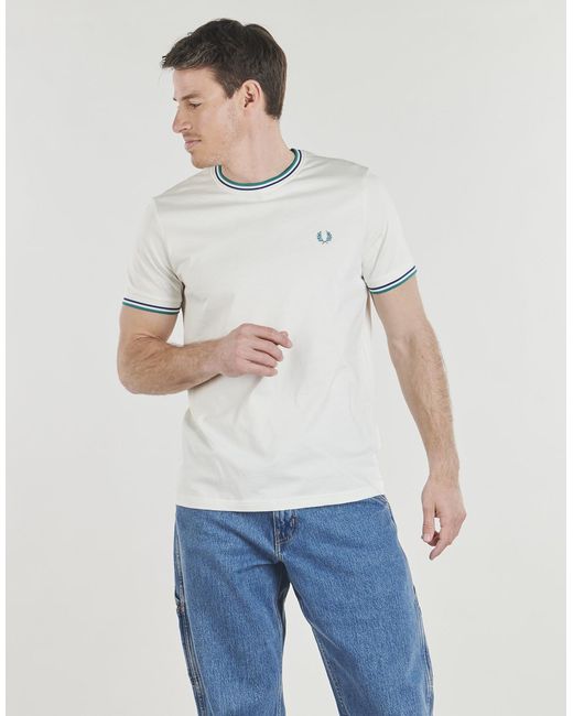 Fred Perry White Polo Shirt Twin Tipped T-shirt for men
