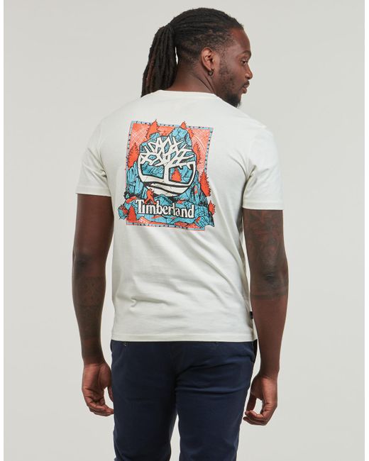 Timberland White T Shirt Back Graphic Short Sleeve Tee for men