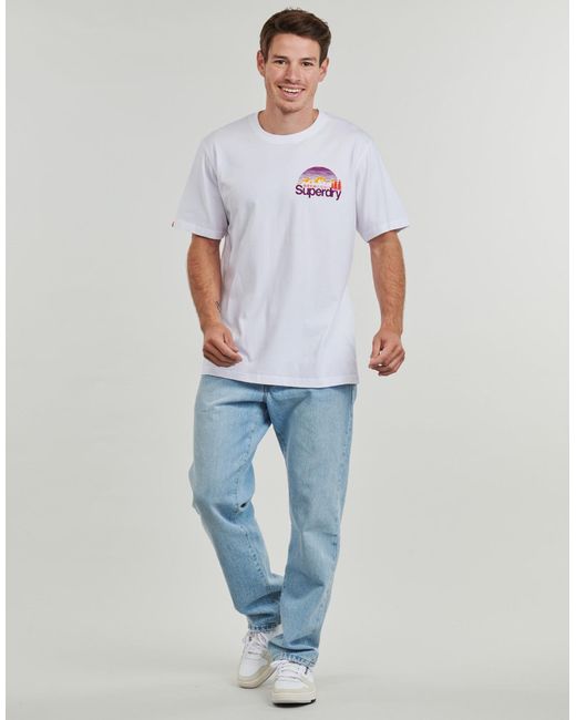 Superdry White T Shirt Logo Great Outdoors Chest for men