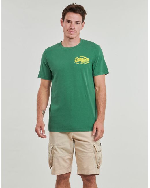 Superdry Green T Shirt Vintage Logo Brode for men