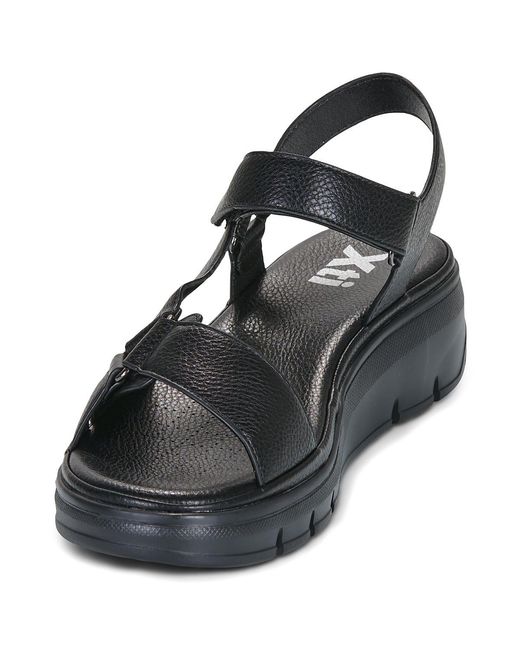 Xti Black Wedge Sandals 145398