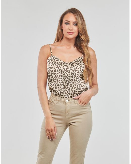 ONLY Brown Tops / Sleeveless T-shirts Onlmayra Tie Satin Singlet