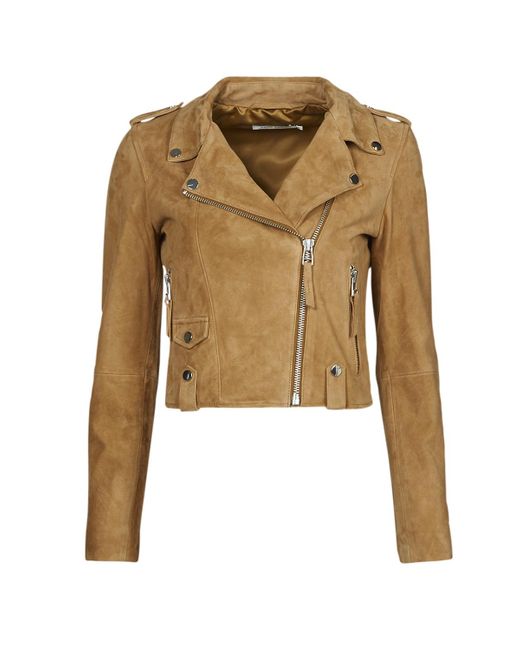 Naf Naf Brown Clarisse Leather Jacket