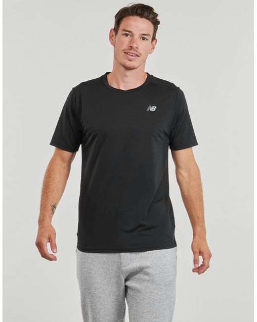 New Balance Gray T Shirt Core Run Short Sleeves for men