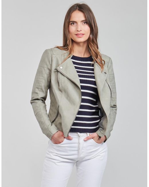 ONLY Gray Onlava Leather Jacket