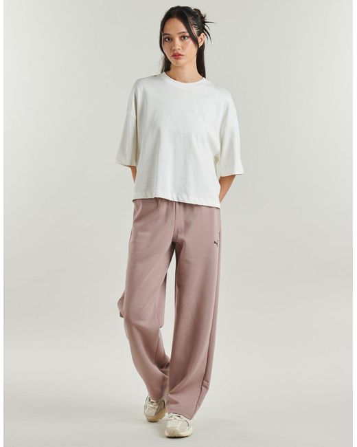 PUMA Brown Tracksuit Bottoms Ess Elevated Straight Leg Pant Dk