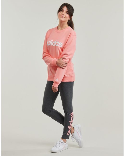 Adidas Pink Sweatshirts Essentials Linear French Terry Sweatshirt