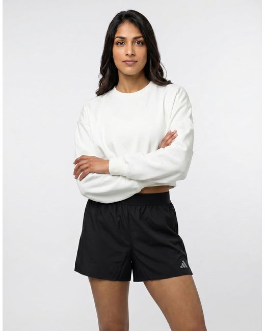 Adidas White Sweatshirts Soft Lux Loose Sweatshirt