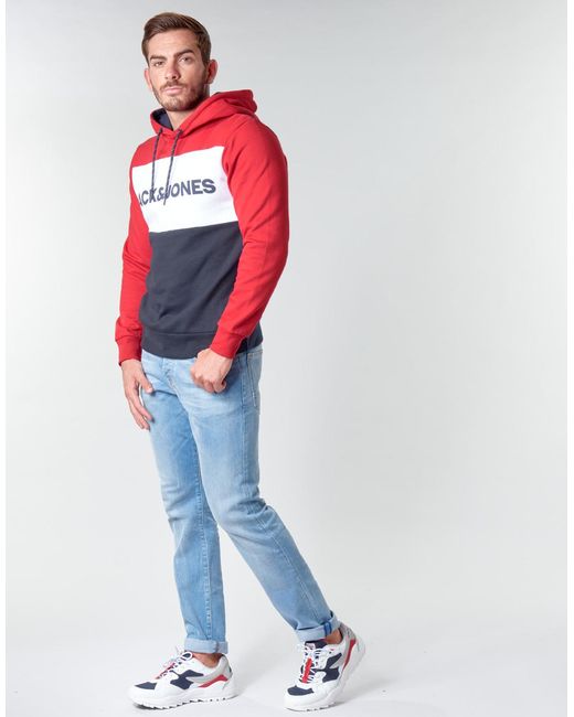 Jack & Jones Red Jjelogo Blocking Sweatshirt for men