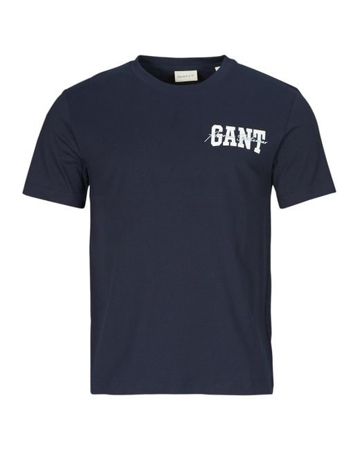 Gant Blue T Shirt Arch Script Ss T-shirt for men