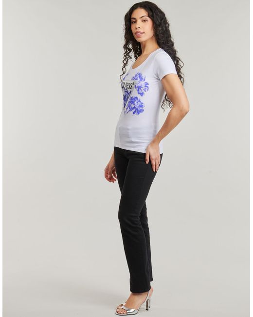 Guess Blue T Shirt Cn Flower Triangle