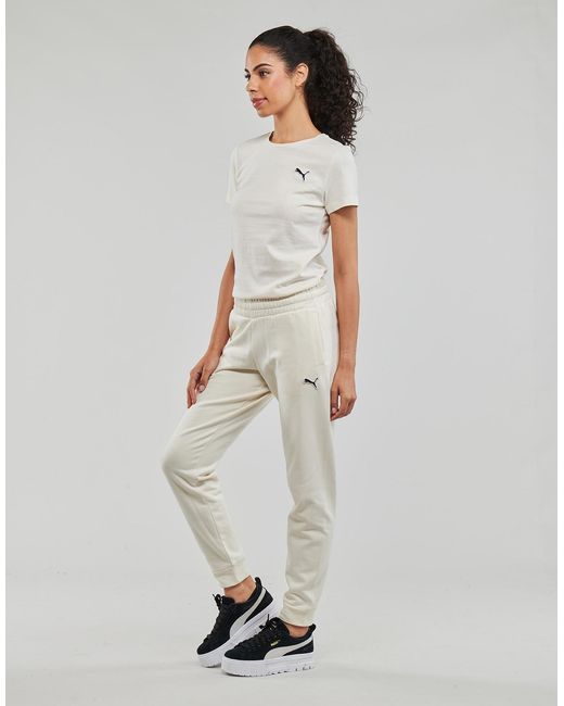 PUMA White Tracksuit Bottoms Better Essentials Pants Cl Fl