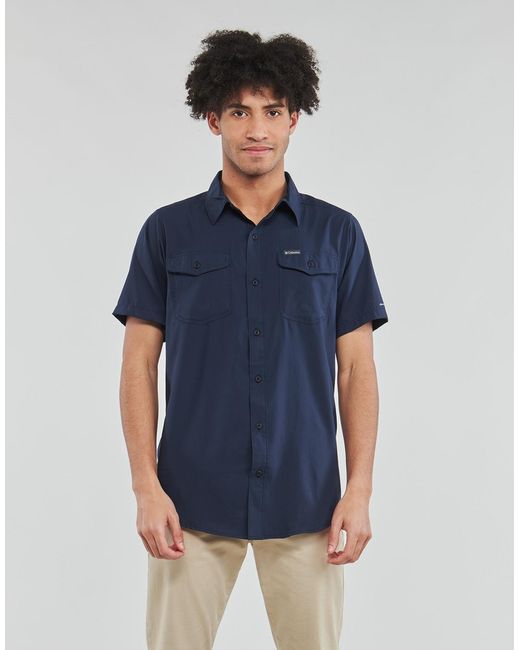 Columbia Blue Utilizertm Ii Solid Short Sleeve Shirt Short Sleeved Shirt for men