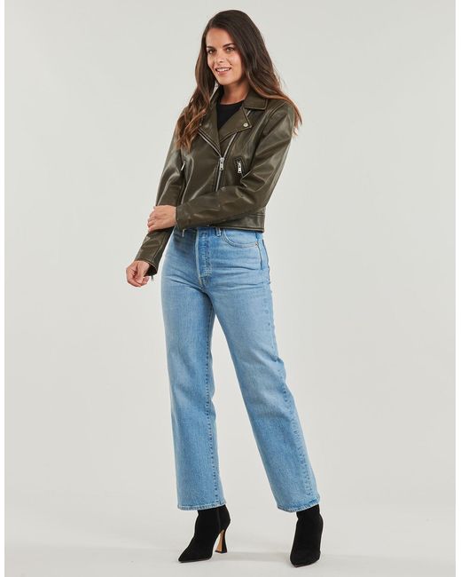 ONLY Green Leather Jacket Onlria