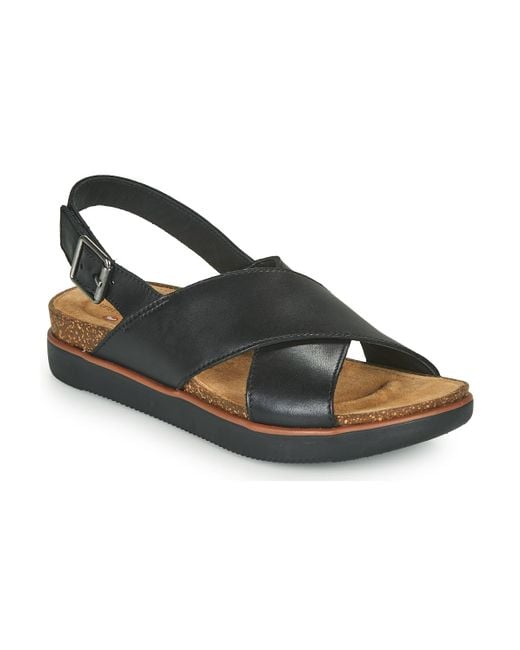 Clarks Black Elayne Cross Sandals