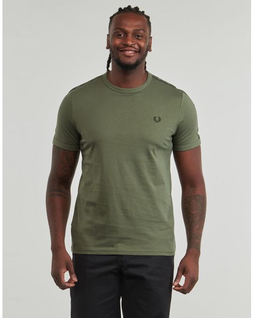 Fred Perry Green T Shirt Contrast Tape Ringer for men