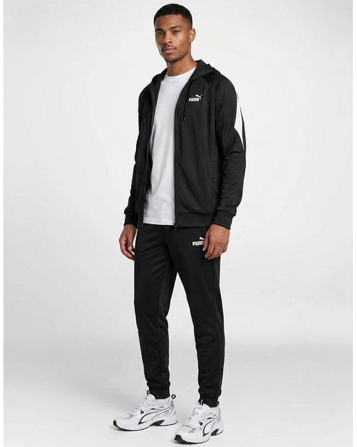 PUMA Black Tracksuits Hooded Poly Suit for men