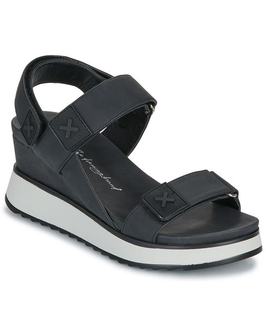 Xti Black Wedge Sandals 143848