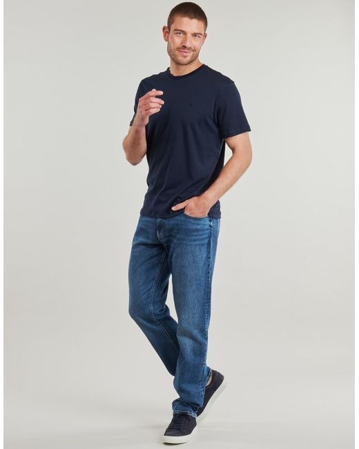 Calvin Klein Blue T Shirt Ss Supima Chest Emb Crewneck Tee for men