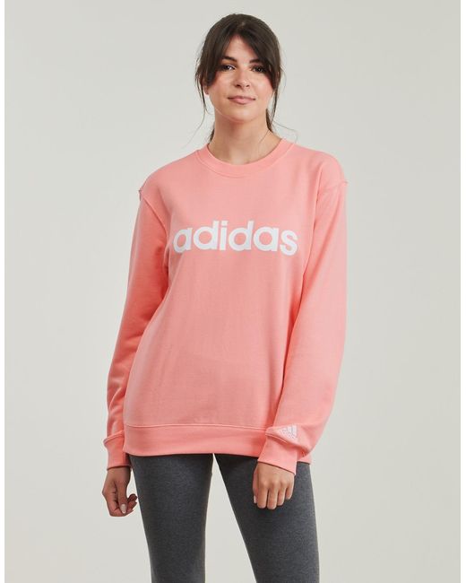 Adidas Pink Sweatshirts Essentials Linear French Terry Sweatshirt