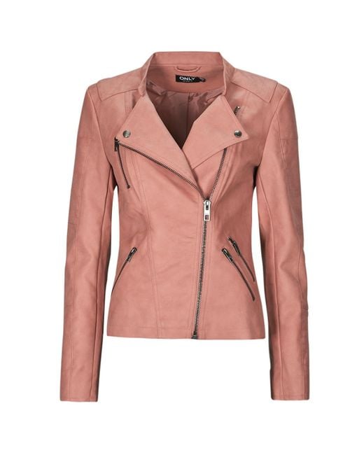 ONLY Pink Leather Jacket Onlava