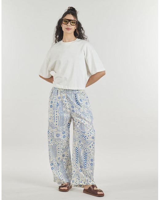 Billabong Blue Wide Leg / Harem Trousers Follow Me Prntd Elst Pnt