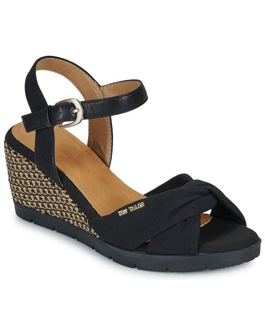 Tom Tailor Black Wedge Sandals Isabel