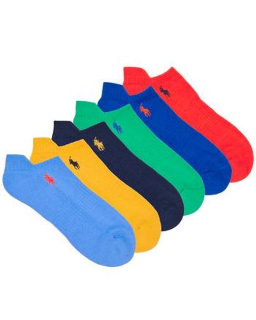 Polo Ralph Lauren Blue Sports Socks Asx117-solids-ped-6 Pack