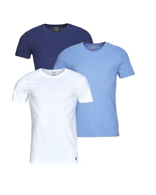 Polo Ralph Lauren Blue T Shirt S/s Crew-3 Pack-crew Undershirt for men