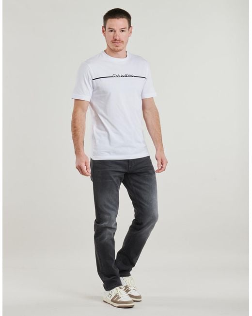 Calvin Klein Blue T Shirt Split Line Logo T-shirt for men