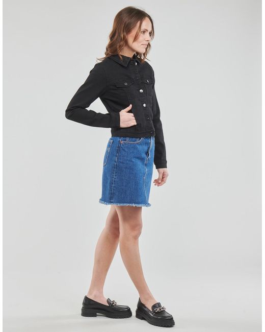 Vero Moda Black Denim Jacket Vmluna Ls Slim Dnm Jacket Mix Ga Noos