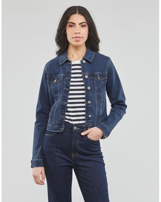Vero Moda Blue Denim Jacket Vmluna Ls Slim Dnm Jacket Mix Ga Noos