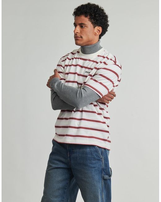 Dickies White T Shirt York Stripe Tee Ss Egret for men