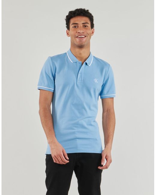 Calvin Klein Blue Polo Shirt Tipping Slim Polo for men
