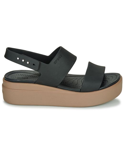 CROCSTM Black Flat Sandals Brooklyn Low Wedge W
