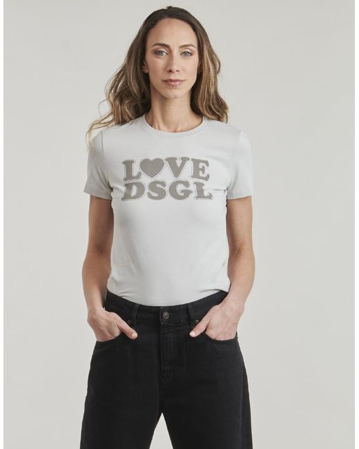 Desigual Gray T Shirt Love Dsgl