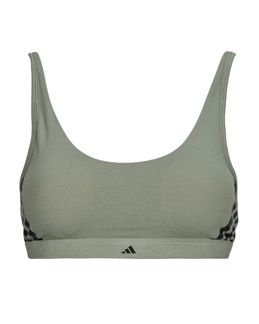 Adidas Gray Sports Bras Active Essentials Cotton 3 Stripes