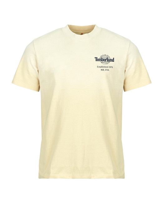 Timberland Yellow T Shirt Sunfaded Back Tree Logo Graphic Hw Tee for men